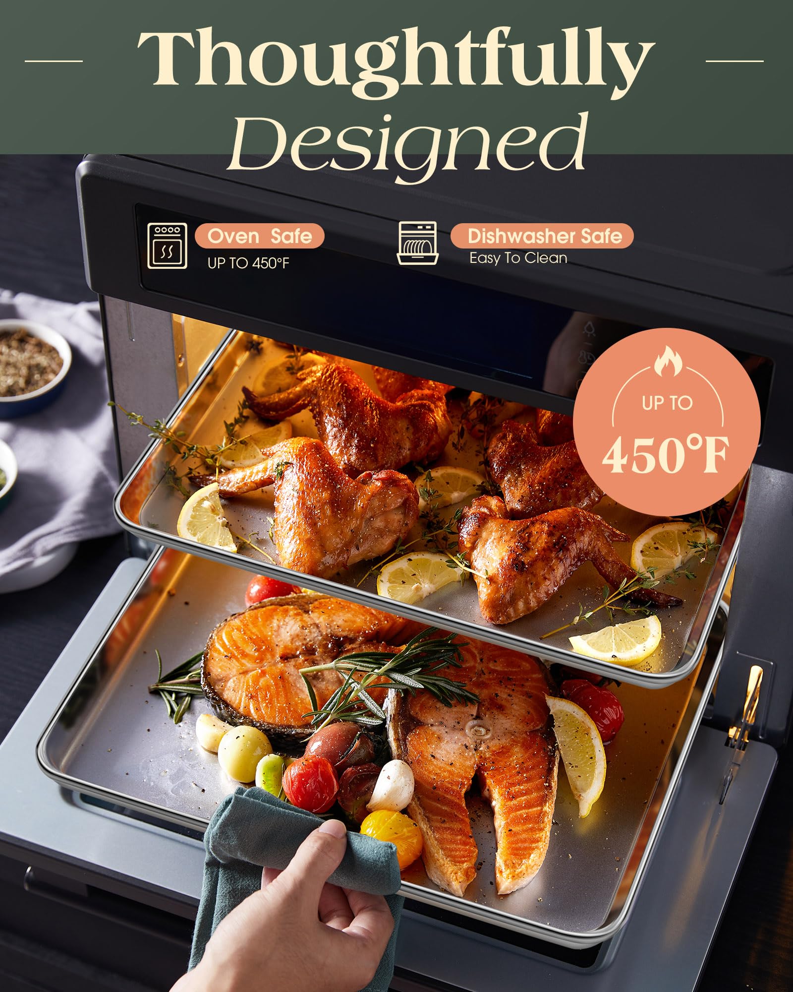 Yuiicaov flat-bottom baking sheet promoting even heating