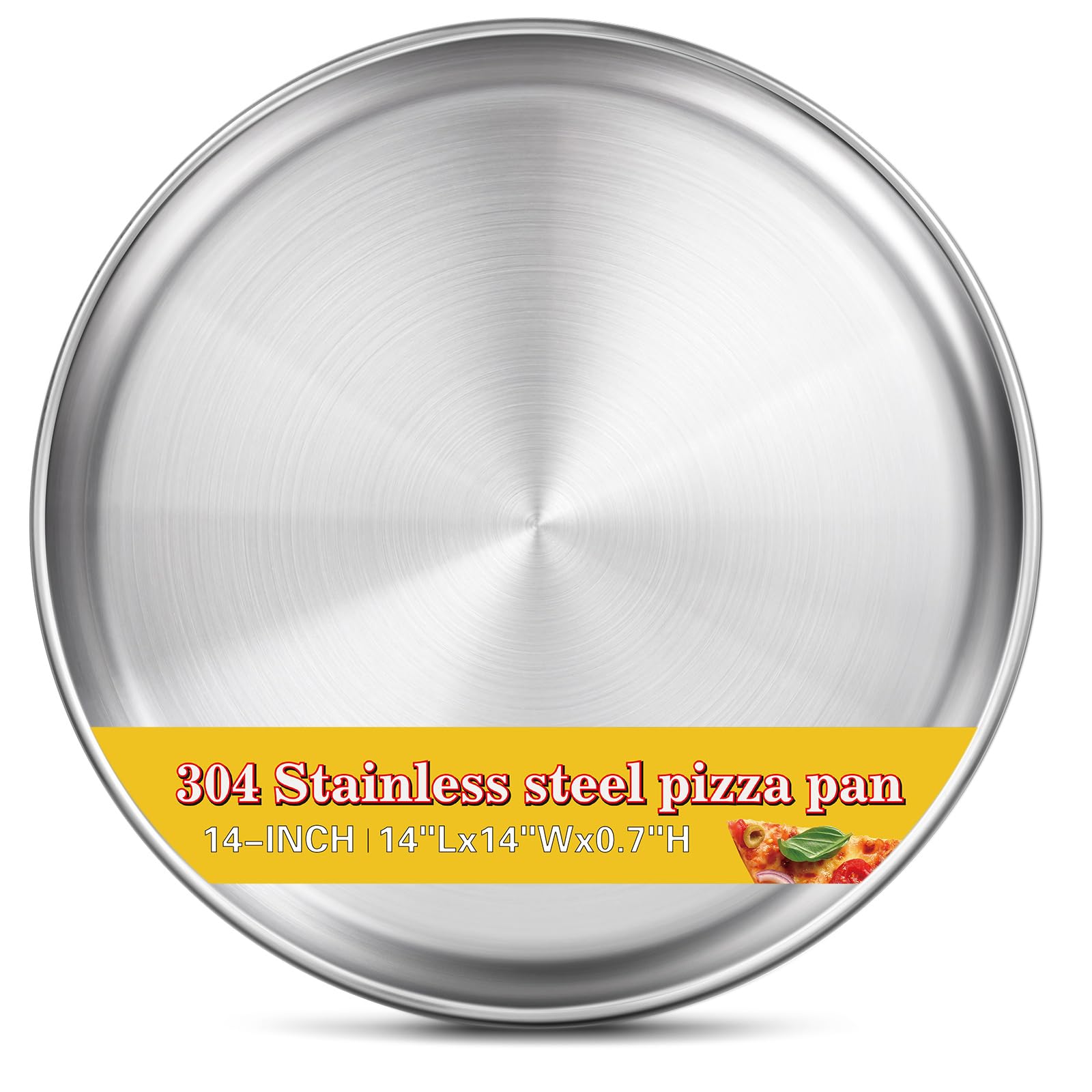 Yuiicaov 14-inch pan overview shows durable stainless steel for even baking