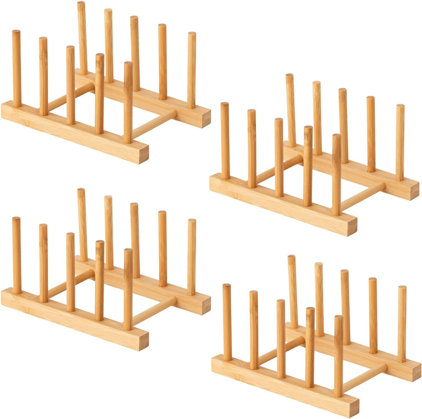 Yuixoseu bamboo dish rack assembly with four slots for compact organization and air-drying