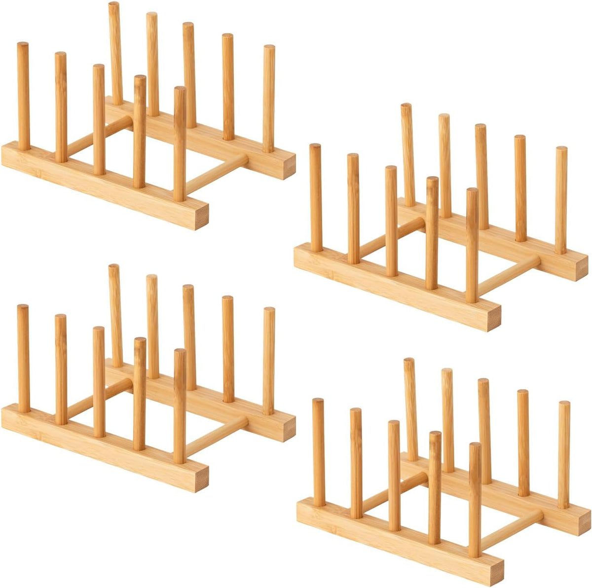Yuixoseu bamboo dish rack assembly with four slots for compact organization and air-drying