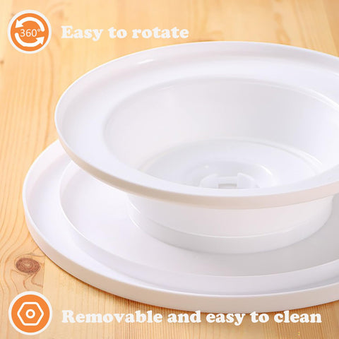 Yuixoseu white cake stand with concentric guides for centering designs.