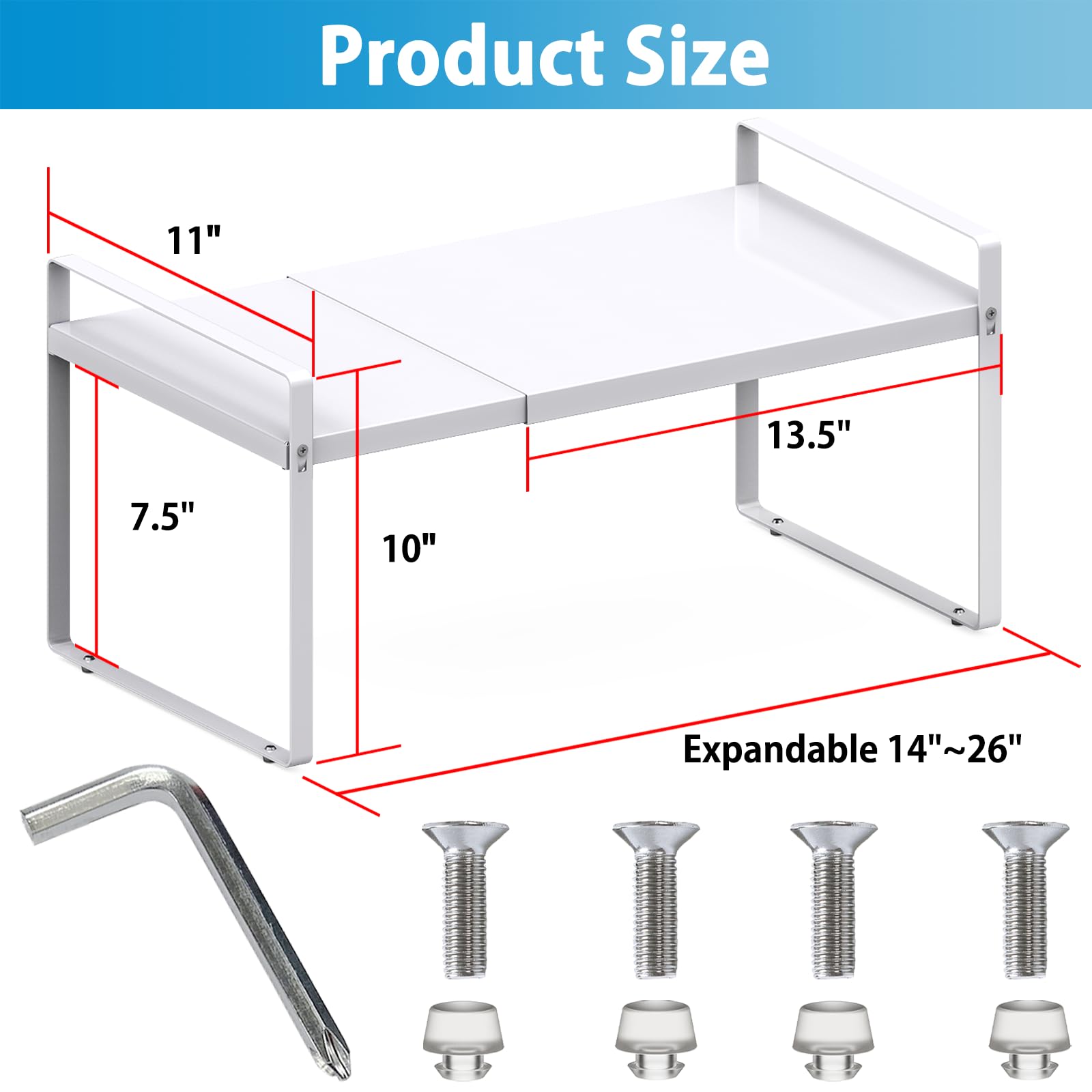Yuleimy expandable shelf inside cabinet demonstrates compact storage and easy access to dishware.
