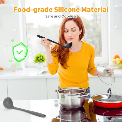 YuLohass black silicone ladle versatile for soups and gravies