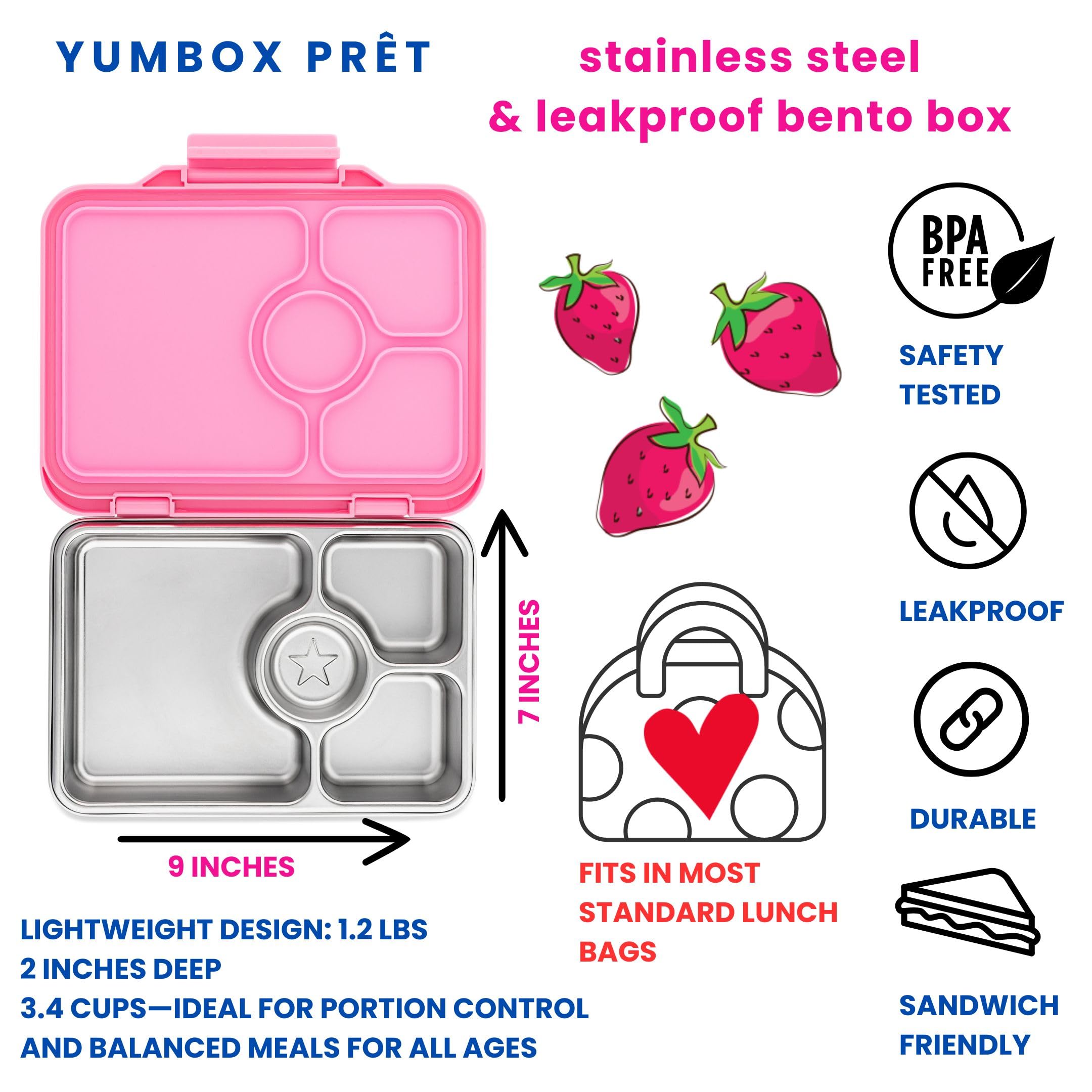 Yumbox Prêt secure seal helps prevent spills with thicker dips in transit.