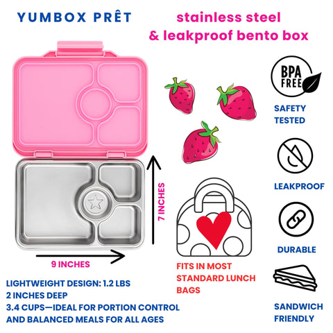 Yumbox Prêt secure seal helps prevent spills with thicker dips in transit.
