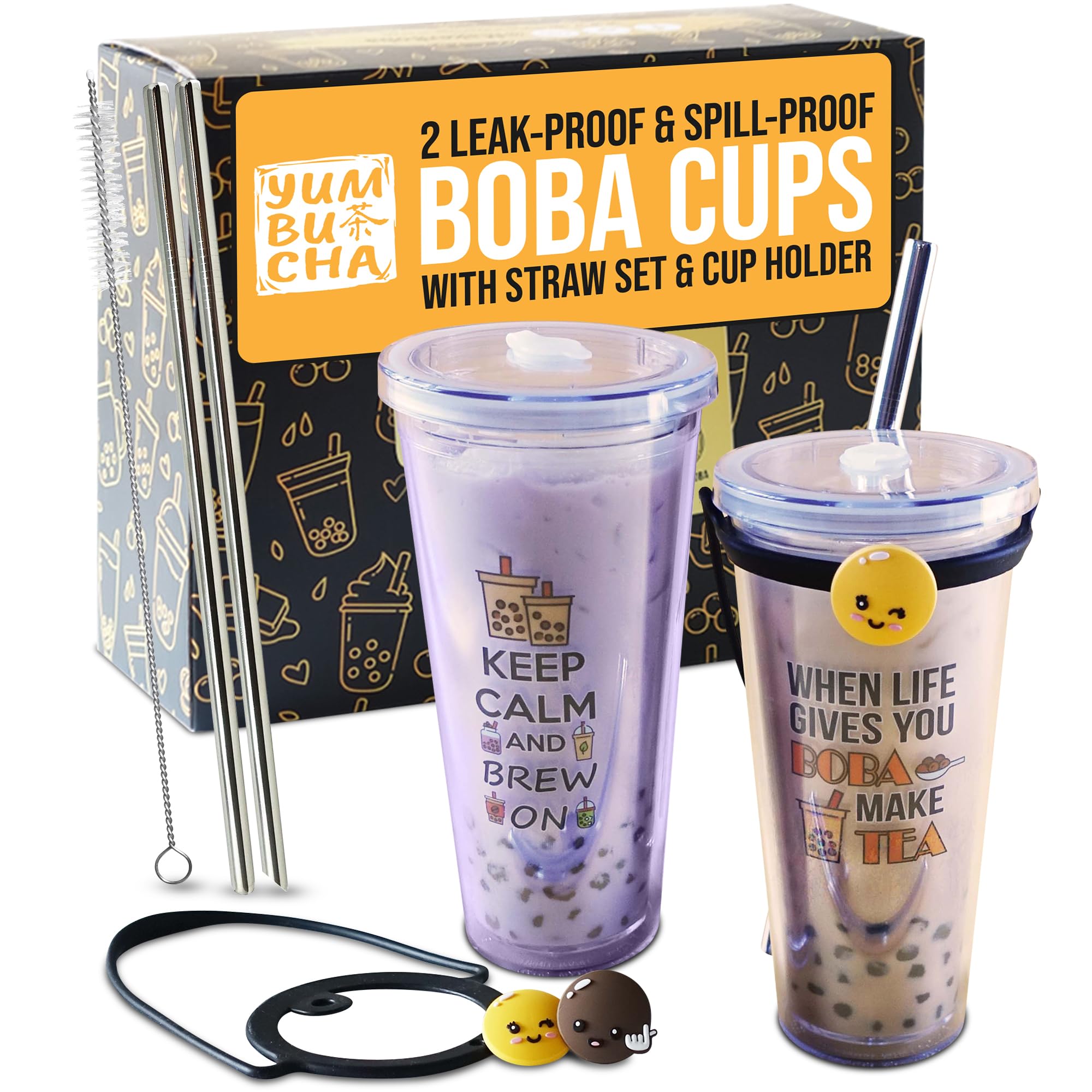 Yumbucha Boba Tumbler in stainless steel with double-wall insulation for cold drinks