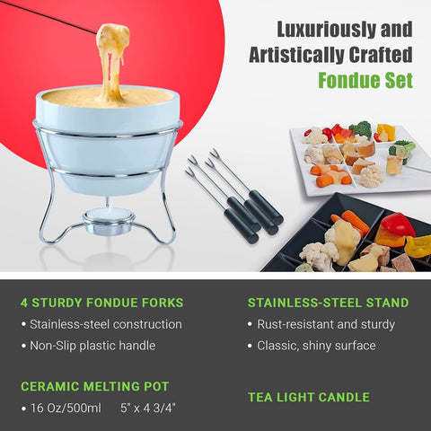 Yumchikel ceramic fondue bowl white finish for dips.