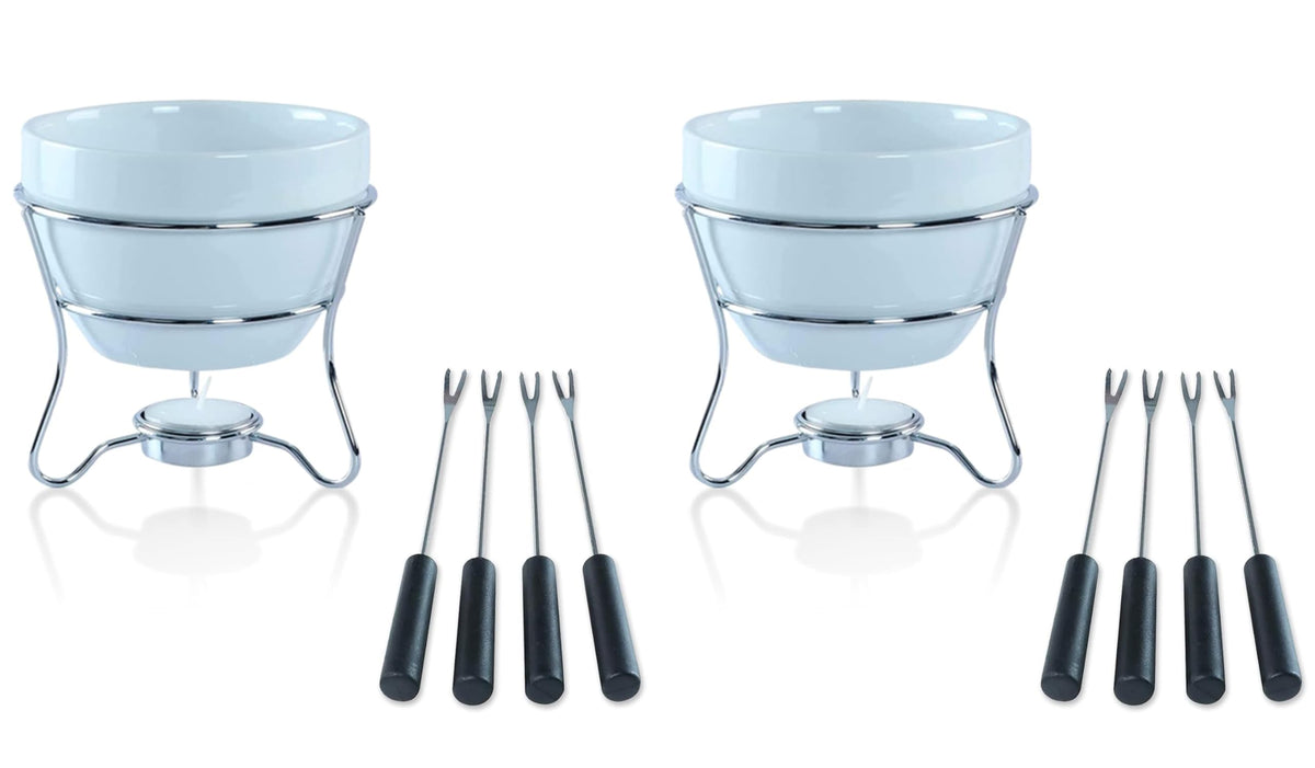 Yumchikel chocolate fondue pot with warming stand for elegant entertaining.
