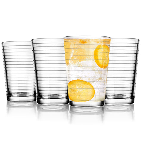 Yumchikel ribbed juice glasses front view showcase elegant home dining moments