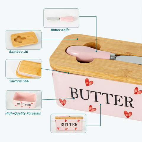 YumiPLUS dishwasher-safe porcelain butter dish for quick cleanup