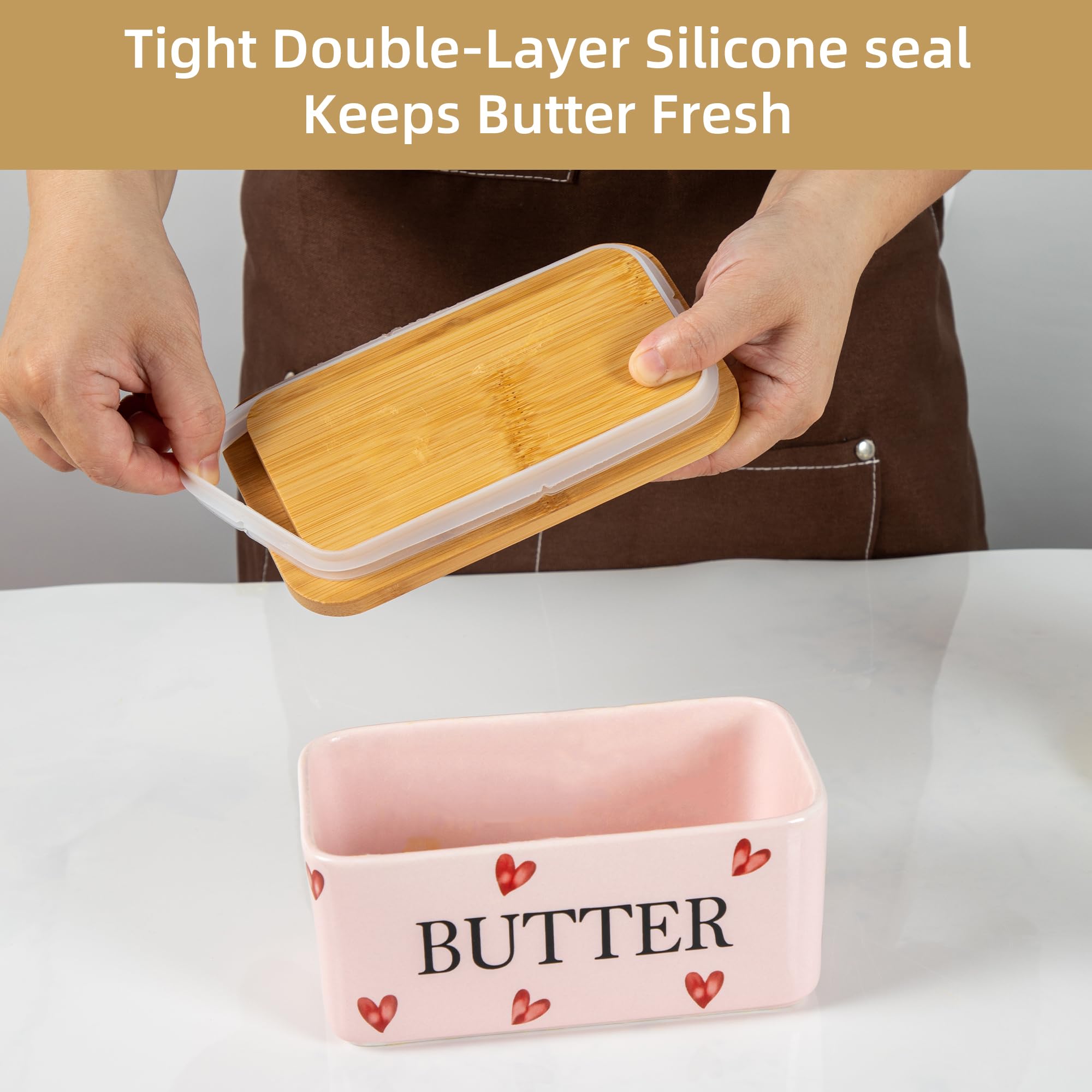 YumiPLUS lead-free porcelain butter dish for safe durable kitchenware