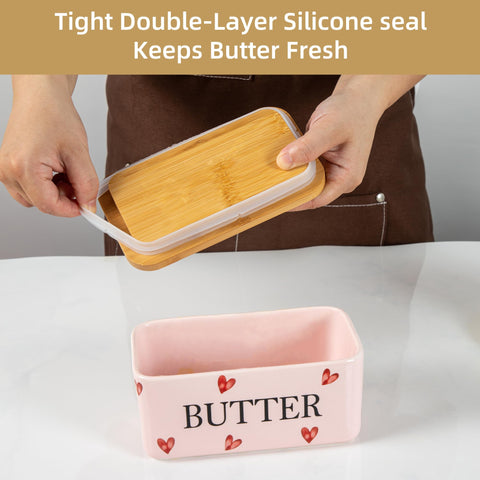 YumiPLUS lead-free porcelain butter dish for safe durable kitchenware