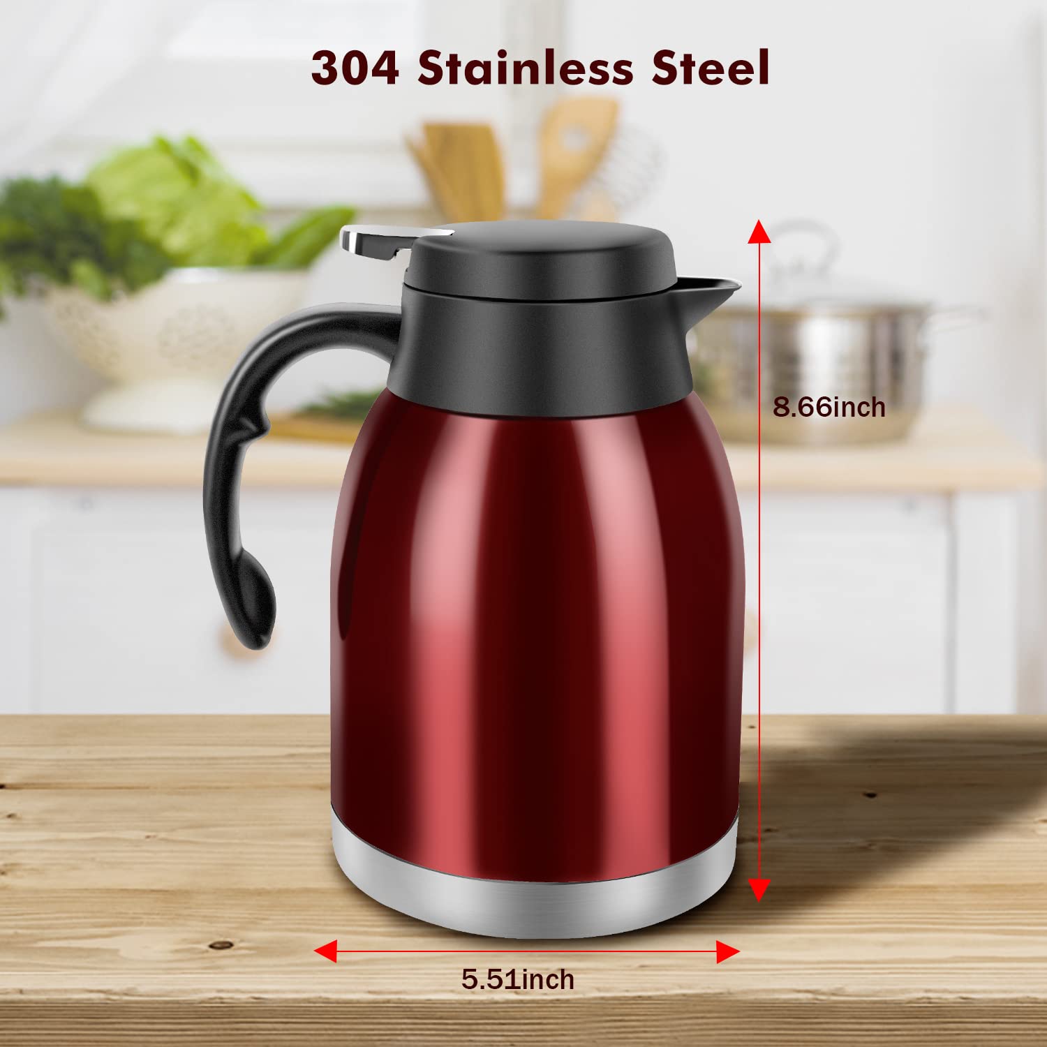 Yummy Sam carafe highlights ergonomic plastic handle for easy pouring.