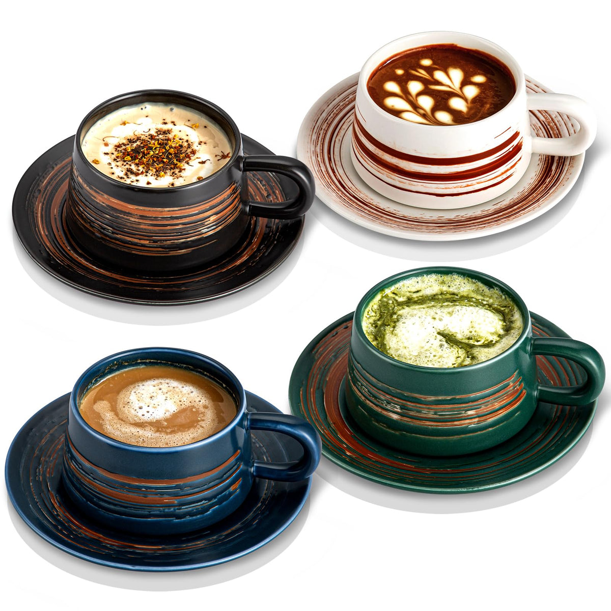 YUN TAO white ceramic cappuccino cups with saucers for stylish home hosting.