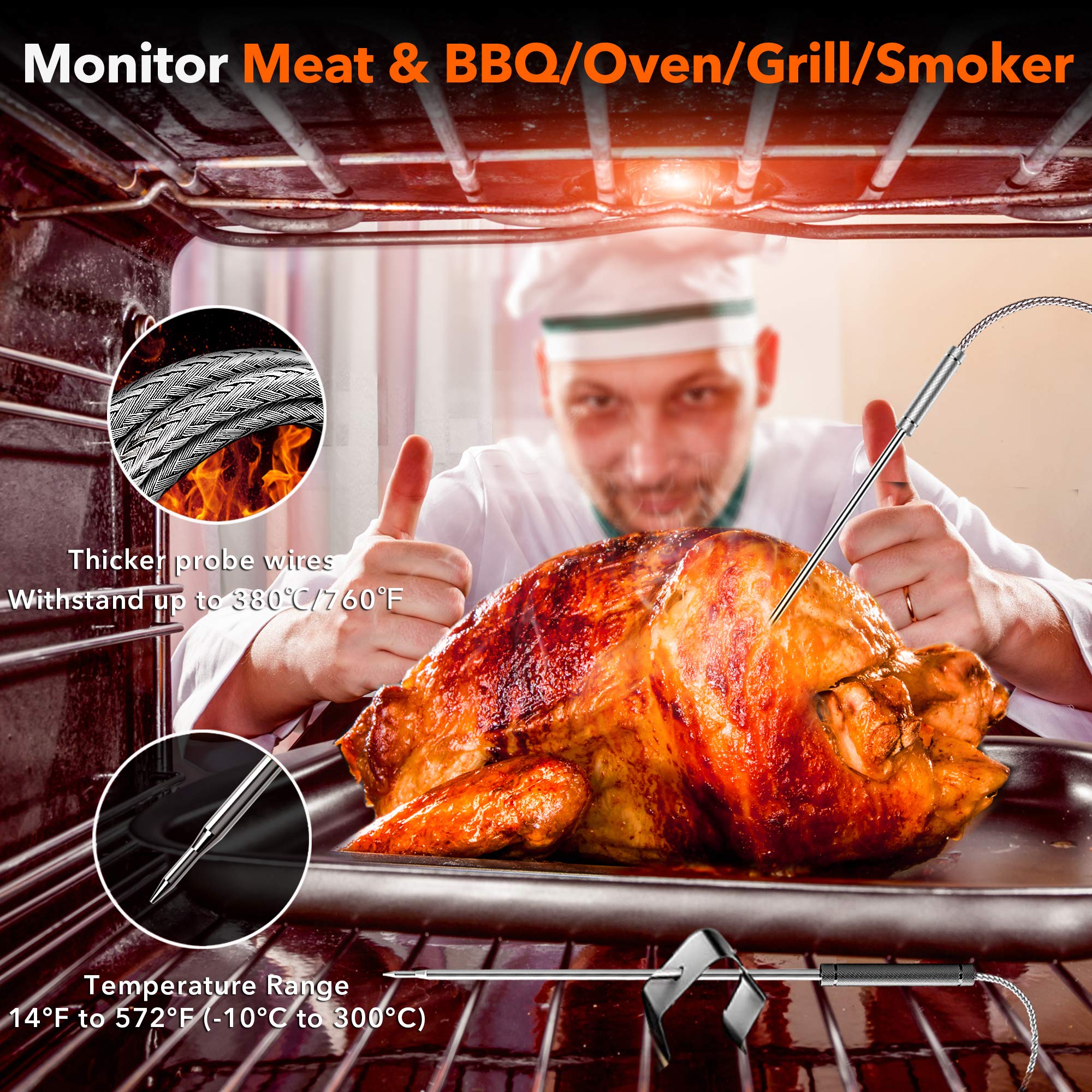 Yunbaoit splash proof transmitter endures kitchen splashes while cooking.