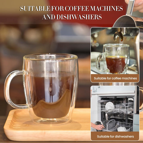 YUNCANG clear glass mug highlights espresso and tea visually.
