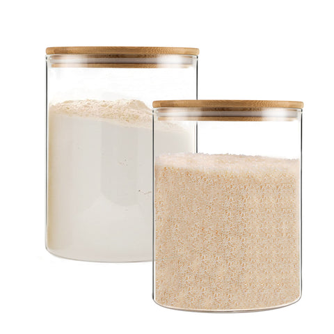 YUNCANG clear glass storage jar with airtight bamboo lid for long-lasting freshness