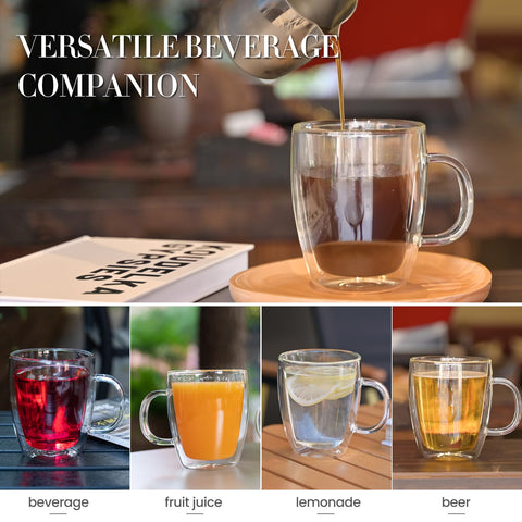 YUNCANG clear glass mug suitable for tea or coffee with a pristine look.