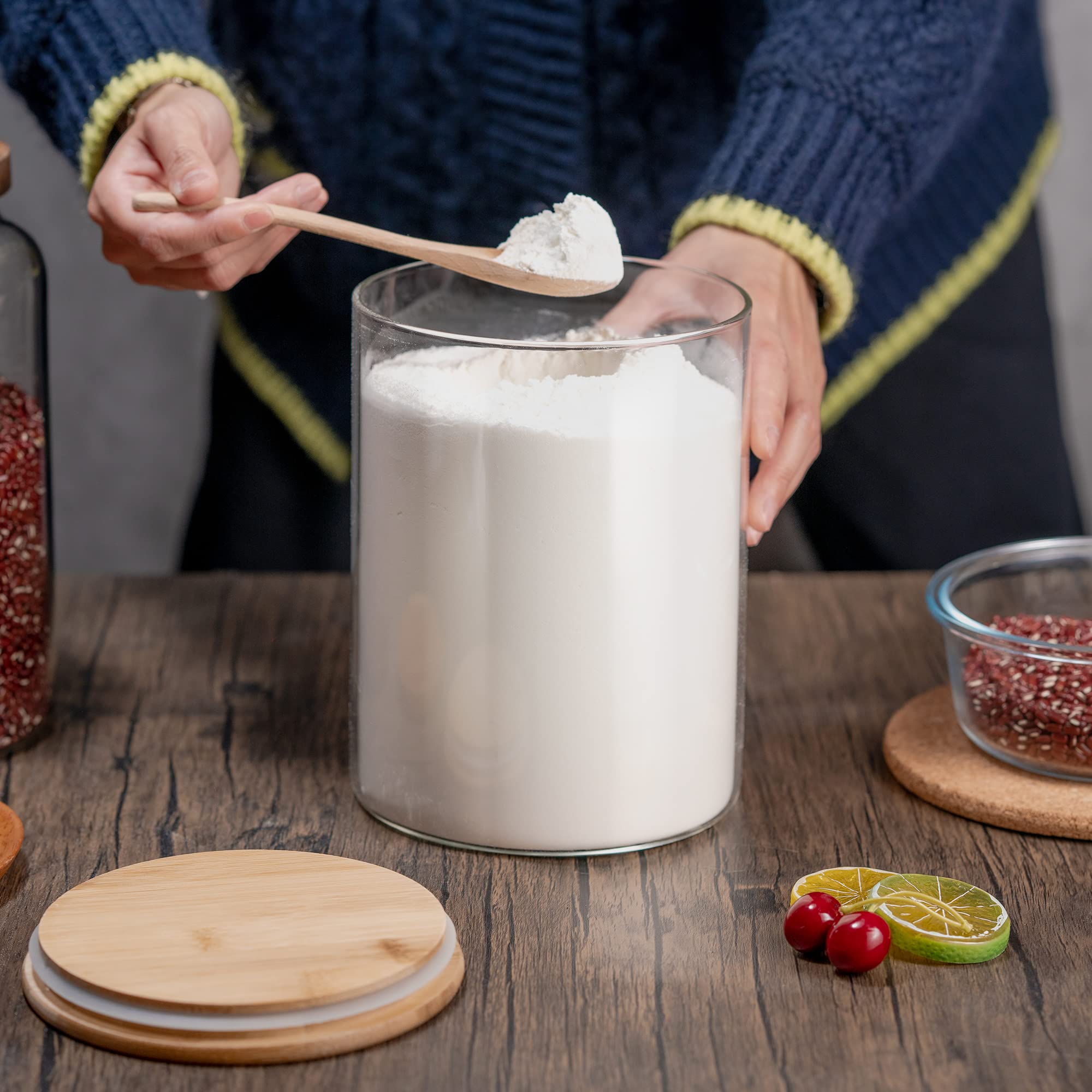 YUNCANG dishwasher-safe glass jar for easy cleaning and quick re-stocking