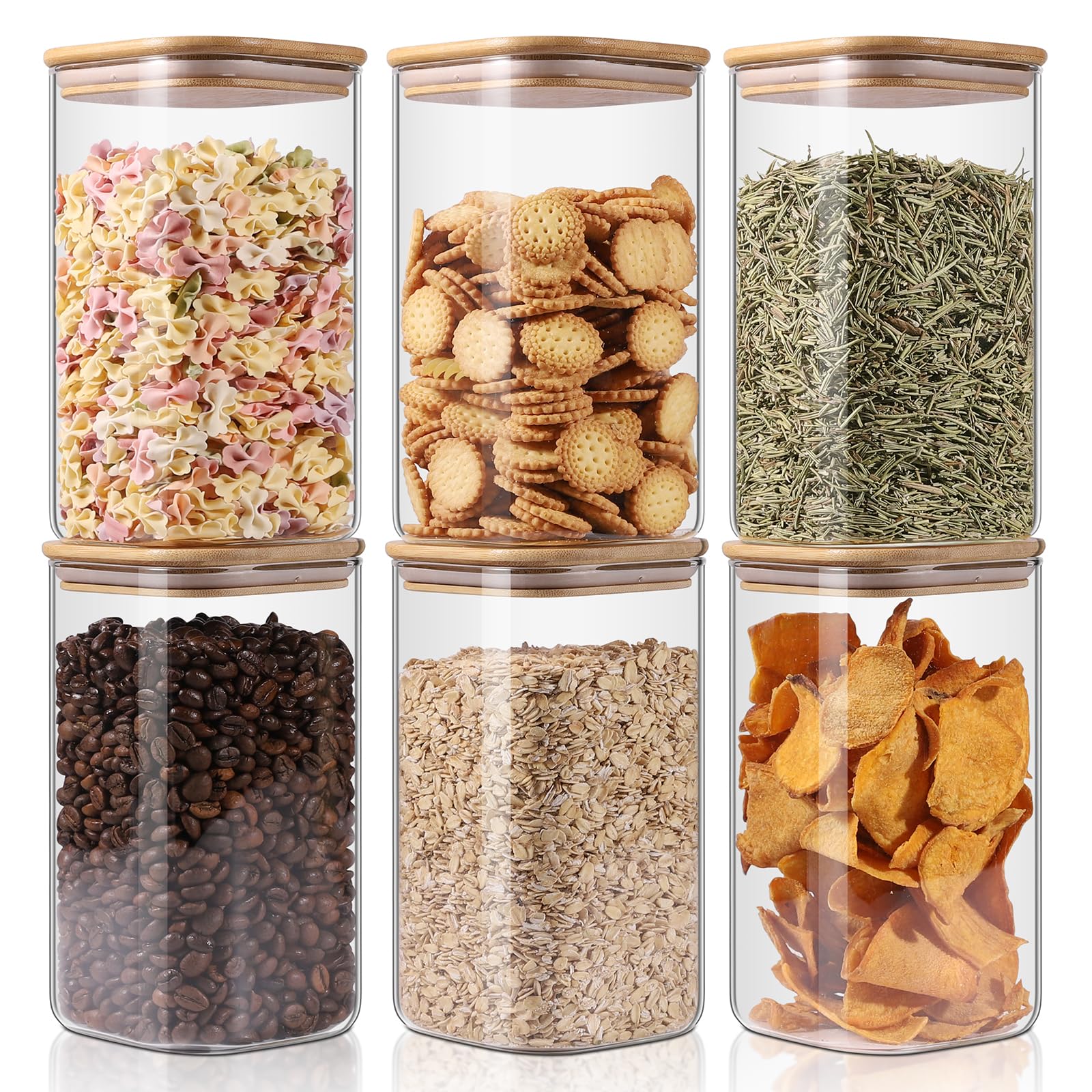 YUNCANG glass jars with airtight bamboo lids for fresh pantry storage