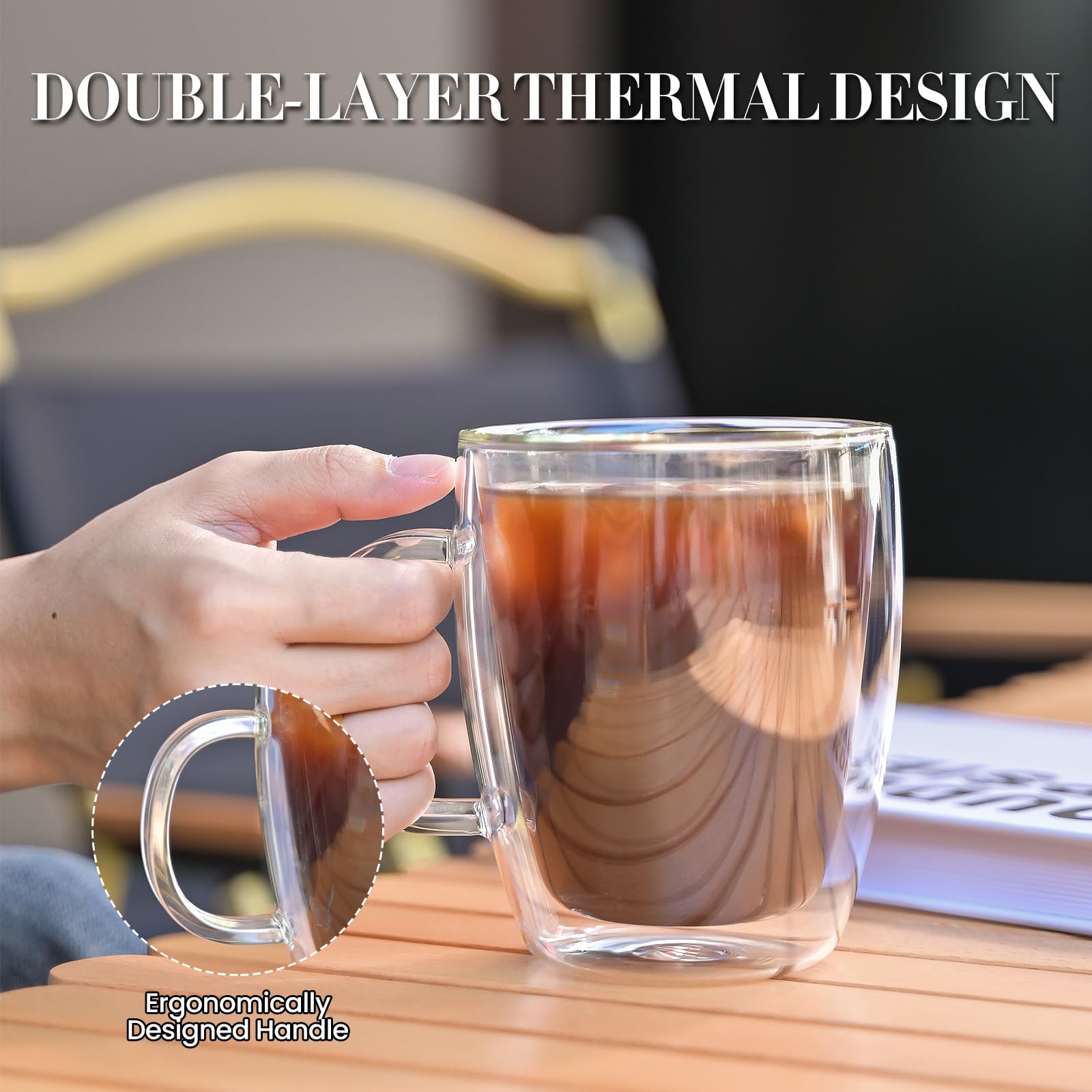 YUNCANG heat-resistant borosilicate mug withstands temperature swings for daily use.