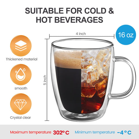 YUNCANG clear glass mug highlights latte layers while staying cool to touch.