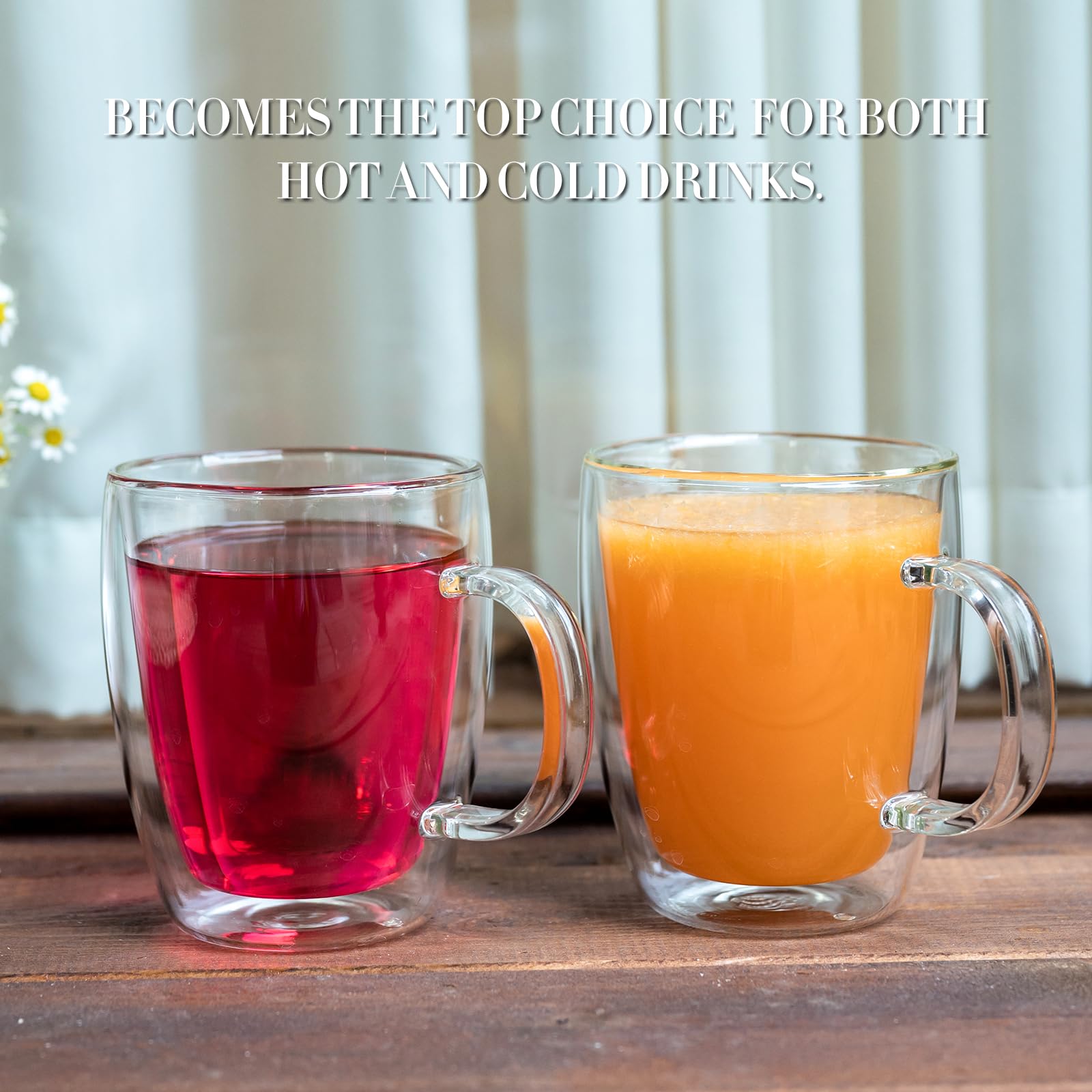 YUNCANG versatile glass mug ideal for tea smoothies or juices.