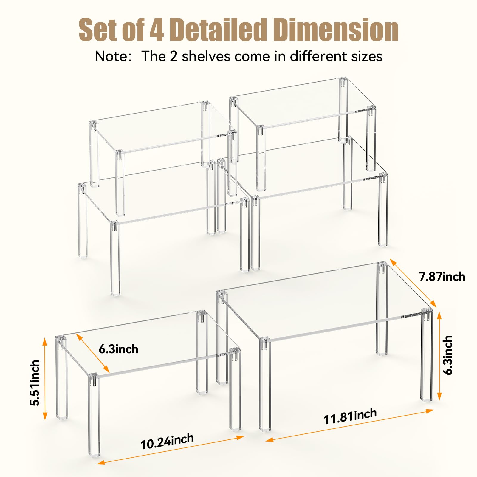 YUNEASELF dual-layer storage shelves maximize vertical organization in any cabinet.