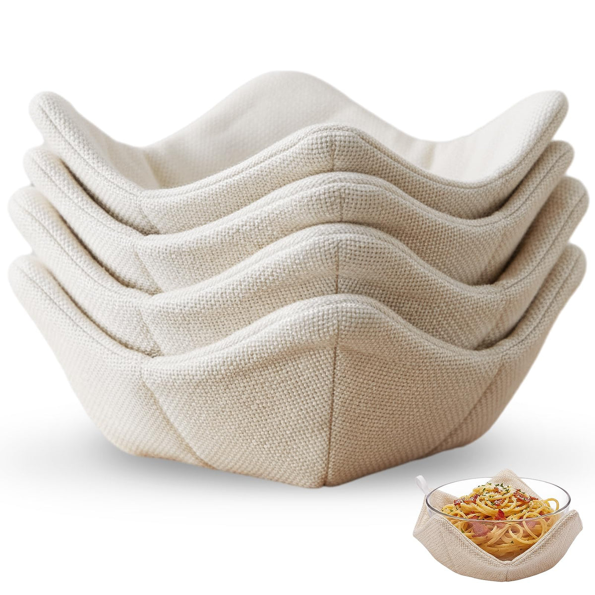 Yungyan burlap bowl cozy set protects tables from hot bowls while adding rustic charm.