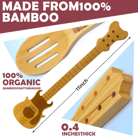 Yungyan guitar-shaped bamboo spatulas 3-pack for stylish cooking and easy cleaning.