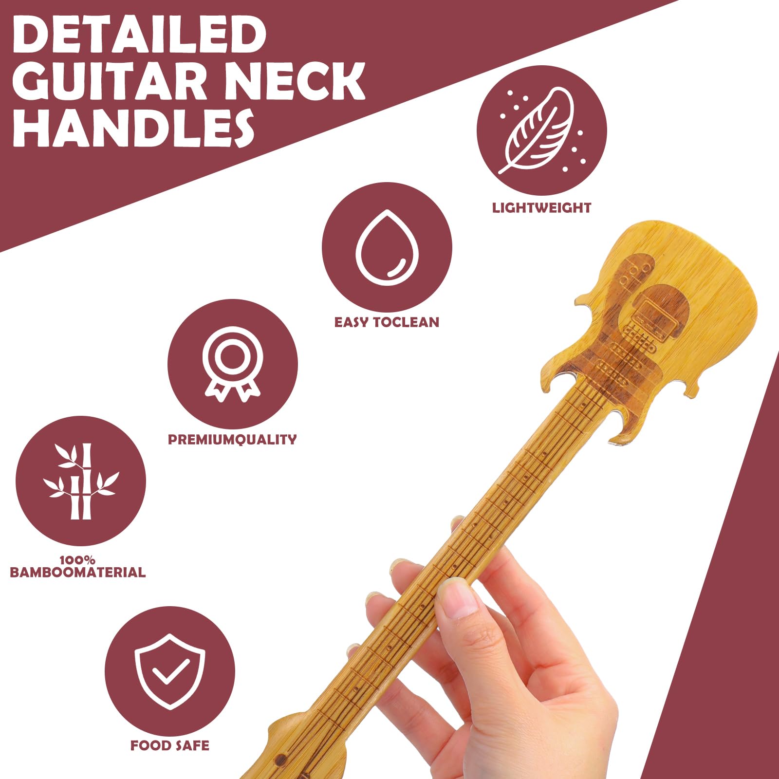 Yungyan guitar-shaped bamboo spoon for precise stirring and comfortable use.