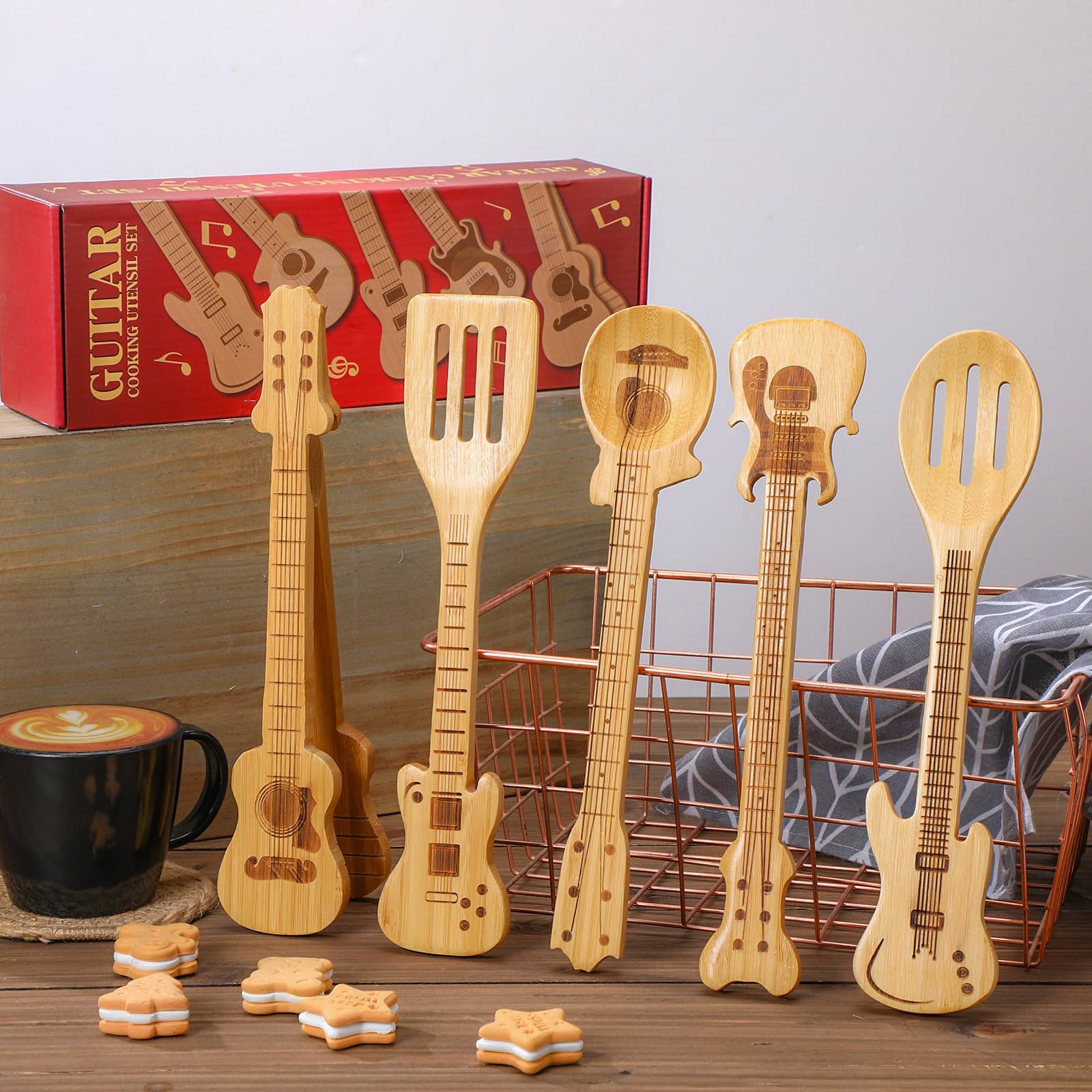 Yungyan guitar-shaped bamboo tongs for flipping and serving with flair.