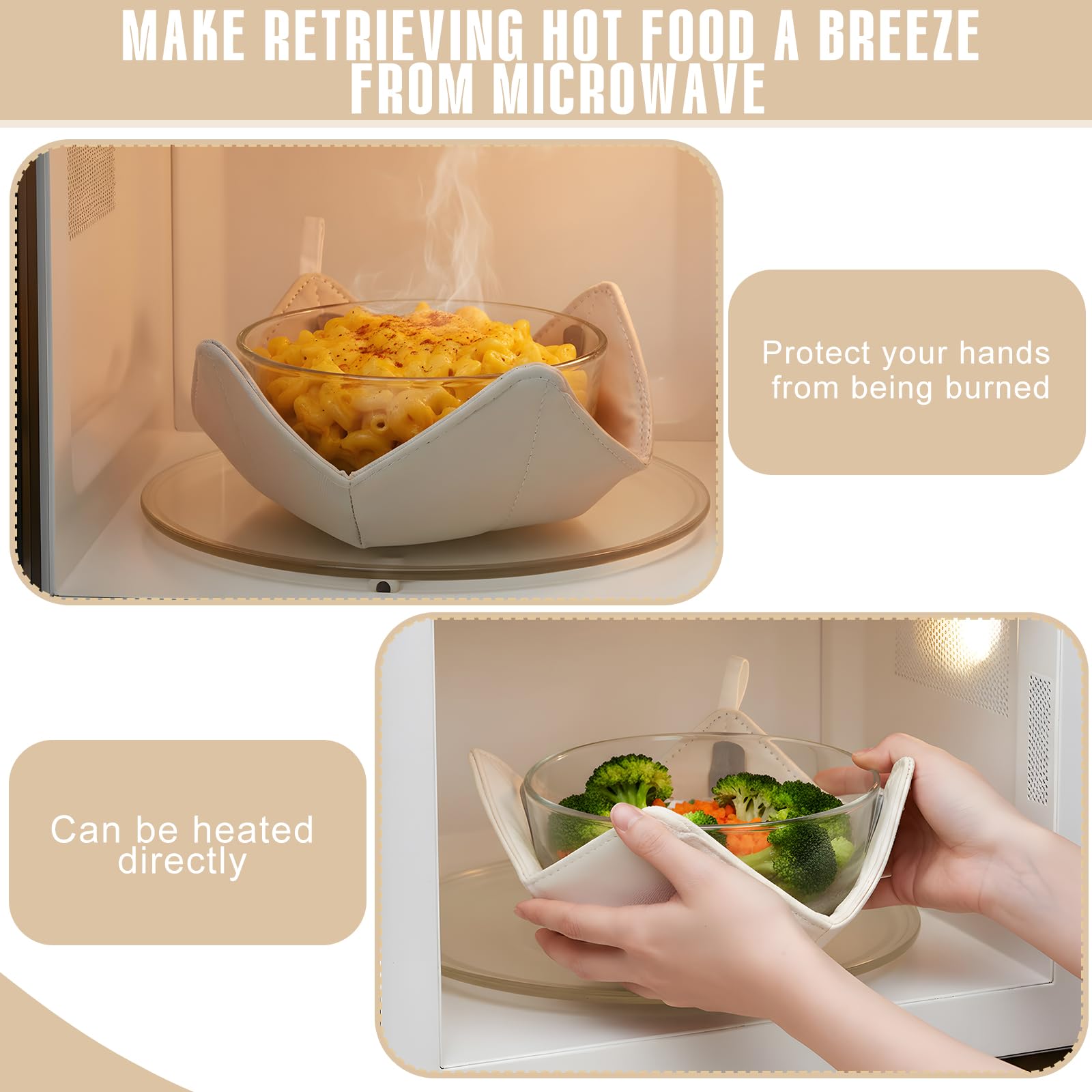 Yungyan microwave-safe bowl protector keeps bowls warm without scorching surfaces.