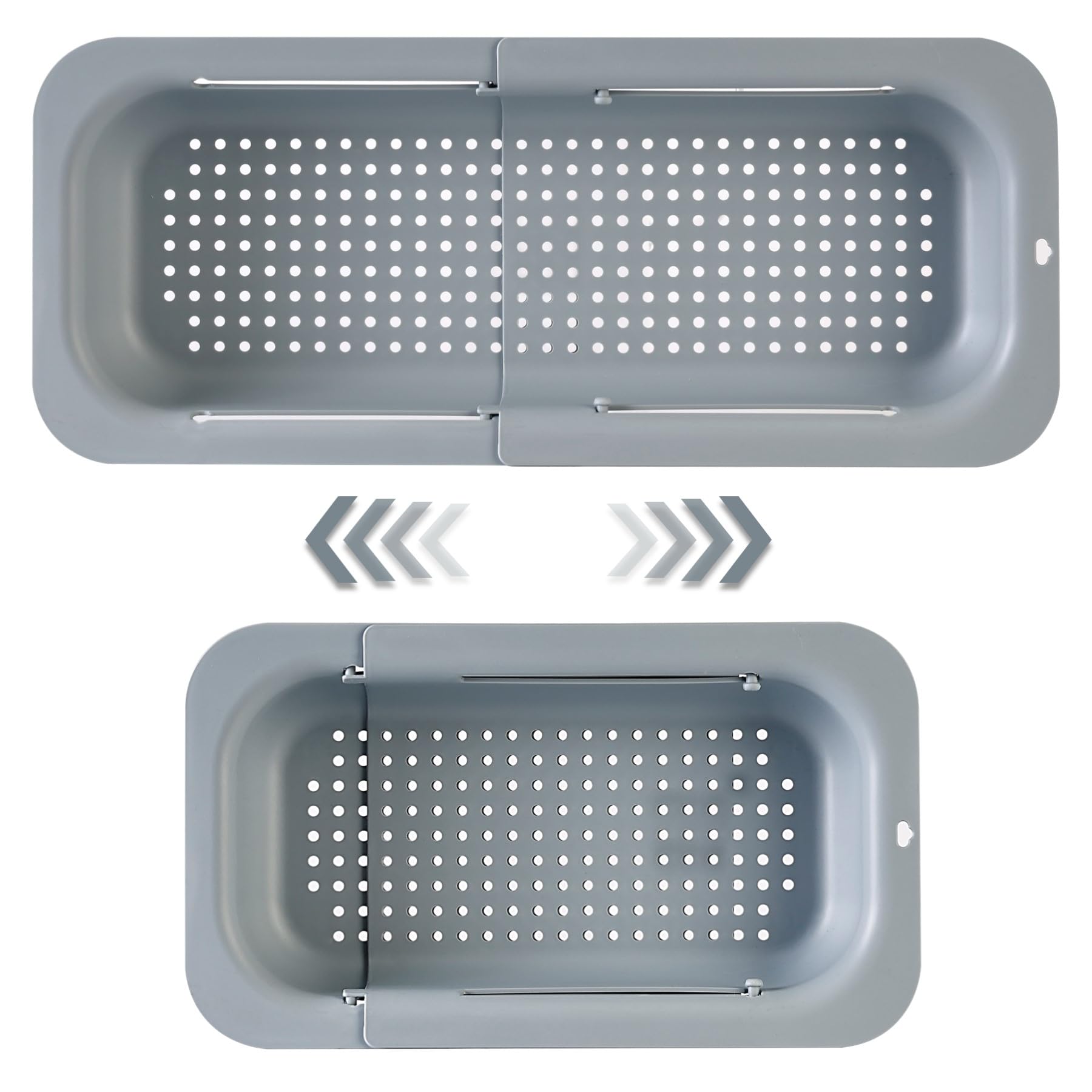 YUNKWONG extendable sink colander basket extended over the sink for easy washing.