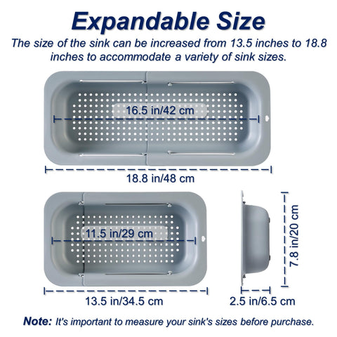 YUNKWONG extendable sink colander basket drains pasta directly into the sink.