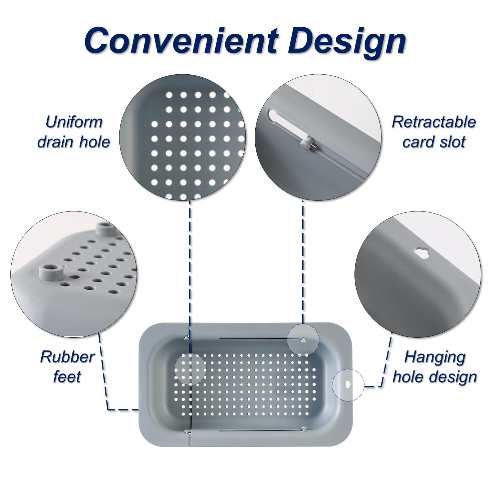 YUNKWONG extendable sink colander basket holds up to five quarts.