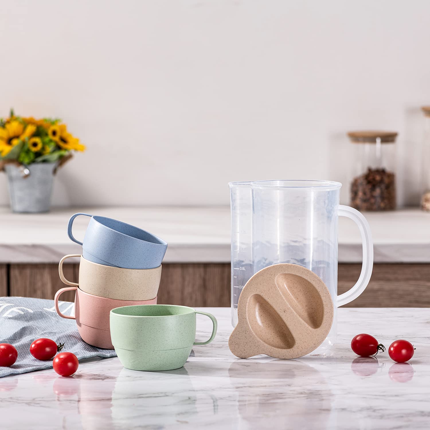 Yunqing pink wheat straw cup for easy handling and splash-resistant sipping