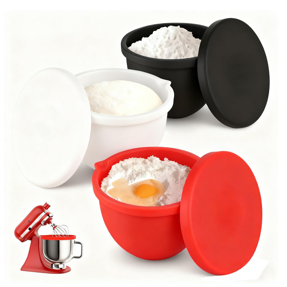 Yuonry silicone bowl liner insert for 5 qt mixer keeps ingredients contained