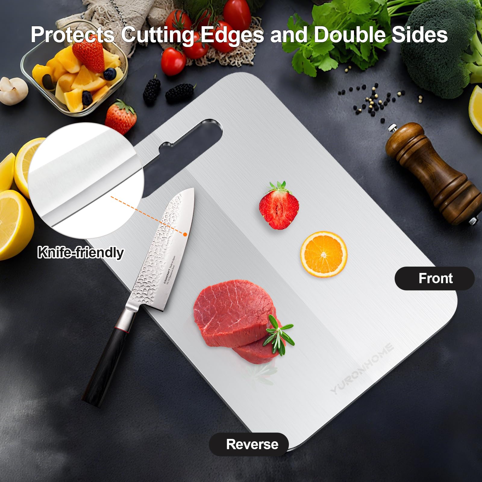YuronHome titanium cutting board is dishwasher-safe for quick cleanup