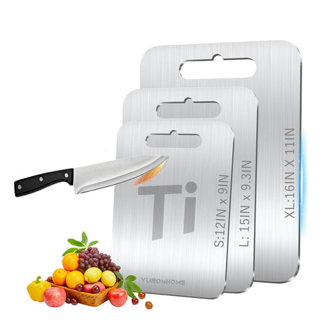 YuronHome titanium cutting board double-sided design keeps produce and meat separate
