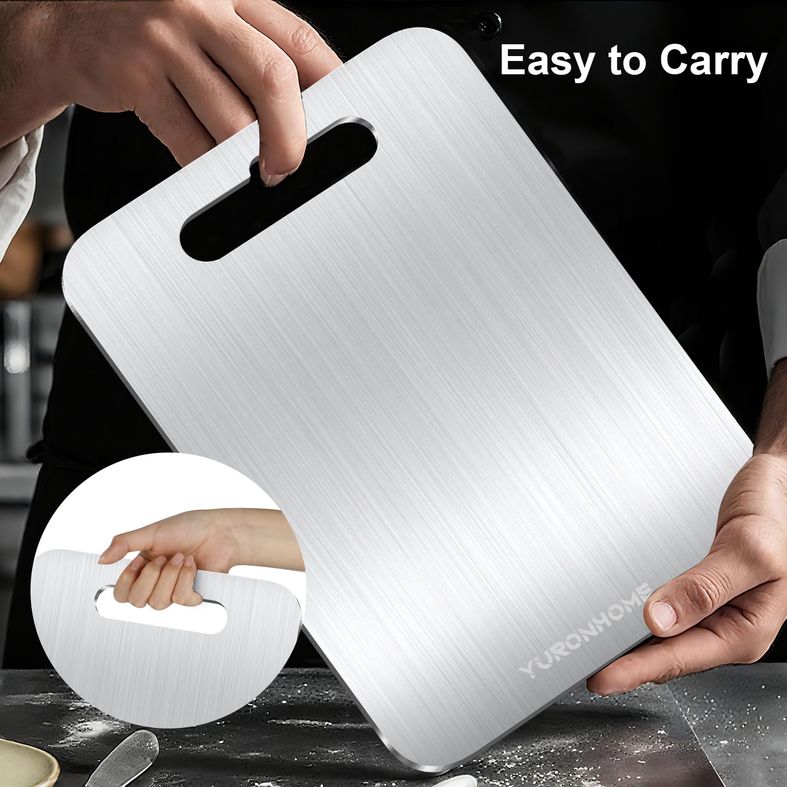 YuronHome cutting boards feature an integrated hanging hole for easy storage