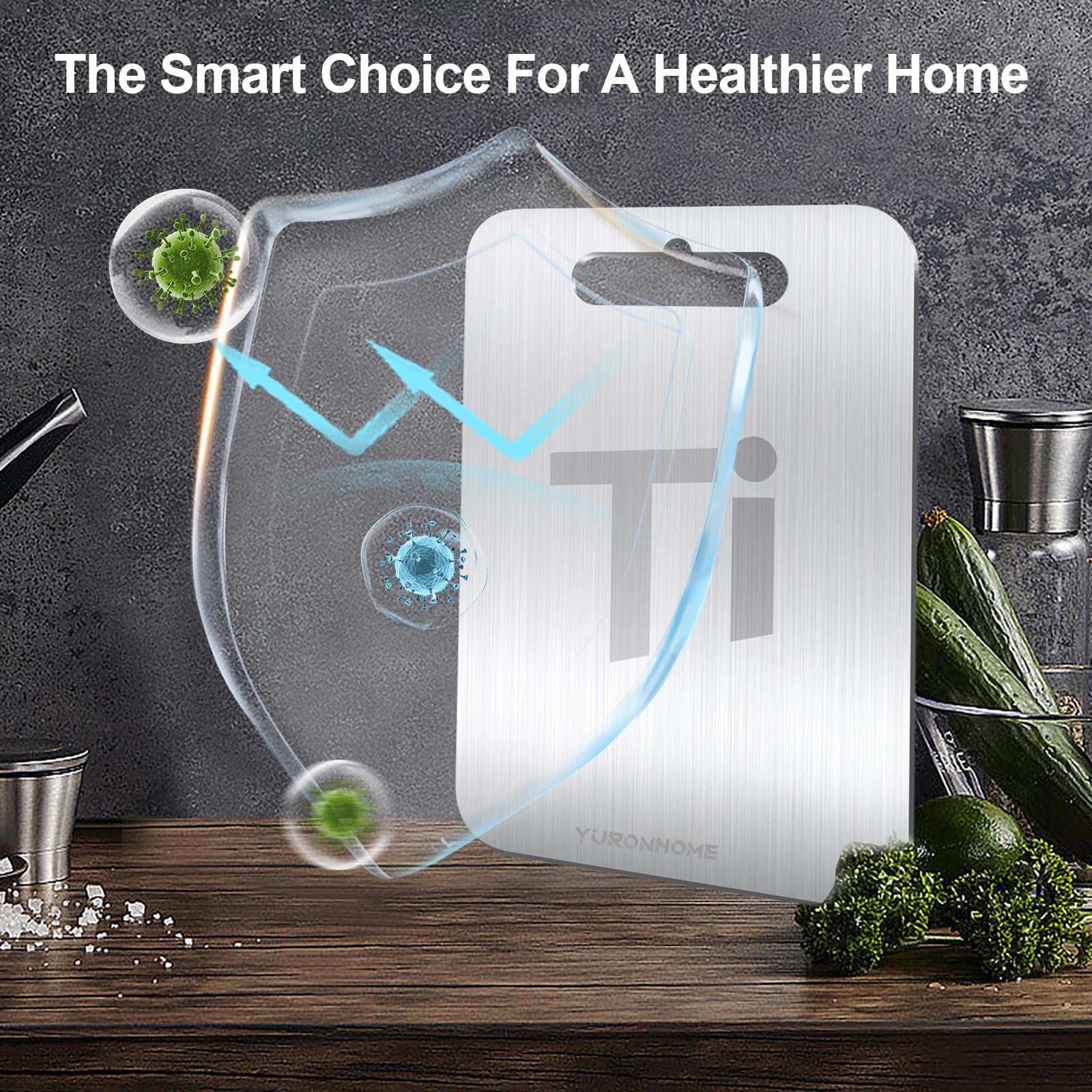YuronHome titanium cutting board knife-friendly surface protects blades
