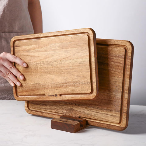 YUSOTAN acacia board requires hand wash and air dry to maintain finish.