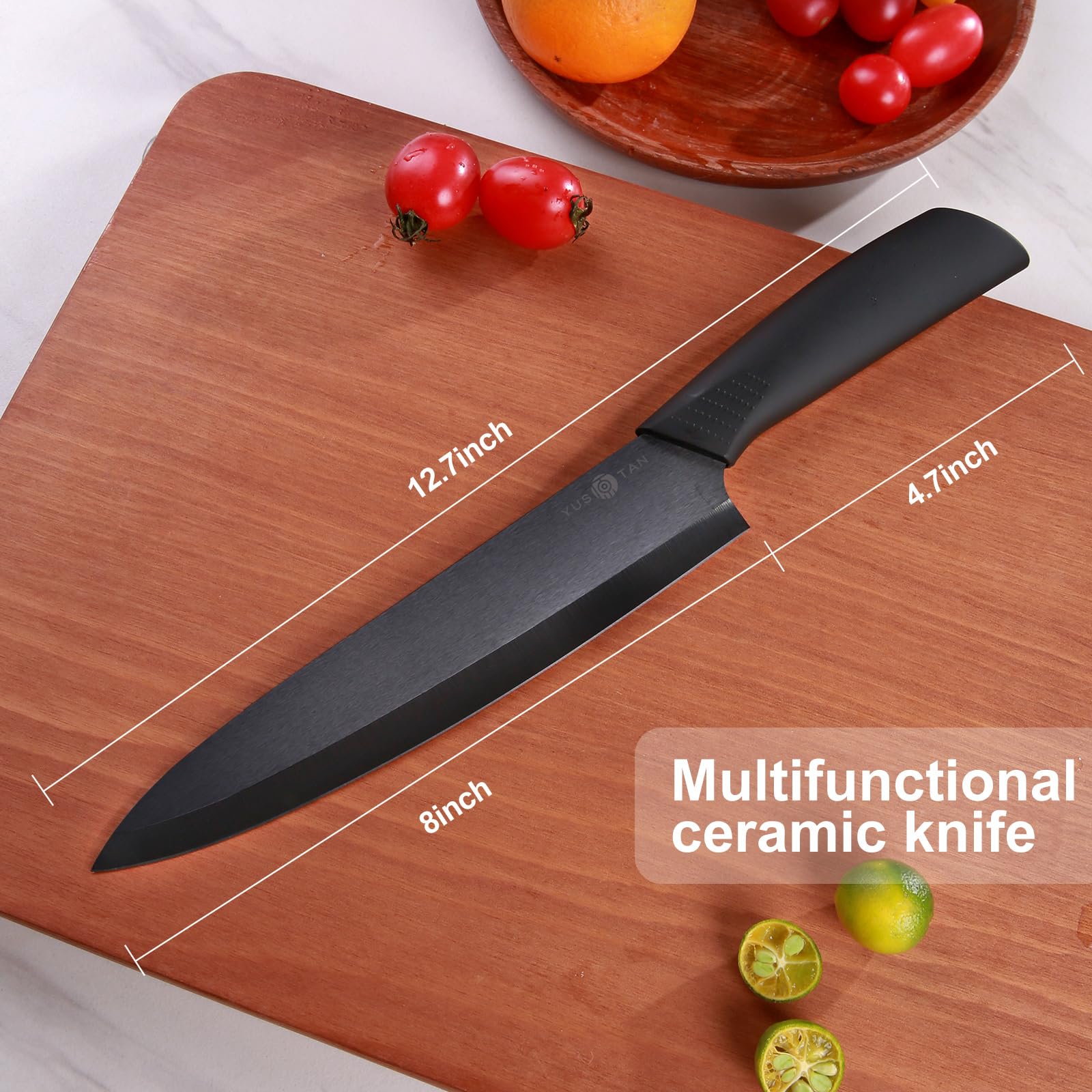 YUSOTAN ceramic chef knife cover shown for safe storage.