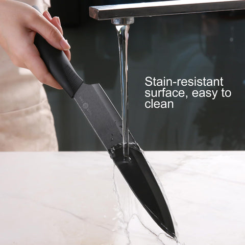 YUSOTAN ceramic knife on cutting board ready for prep.