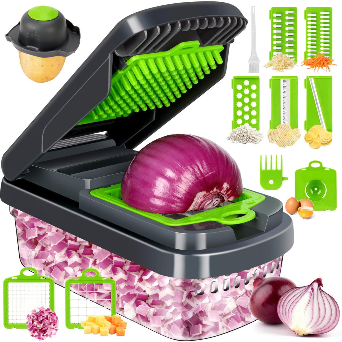 Yusshn vegetable chopper top view for quick, precise prep