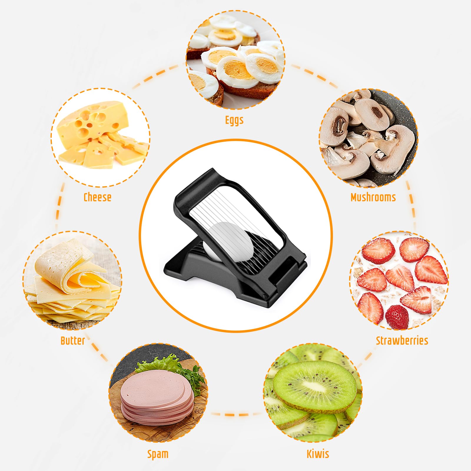 Yuzxaun egg slicer showing ergonomic aluminum base and handle for comfort
