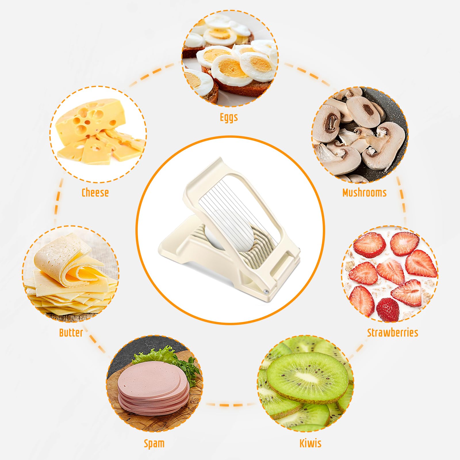 Yuzxaun egg slicer with heavy-duty aluminium base provides stable cuts.