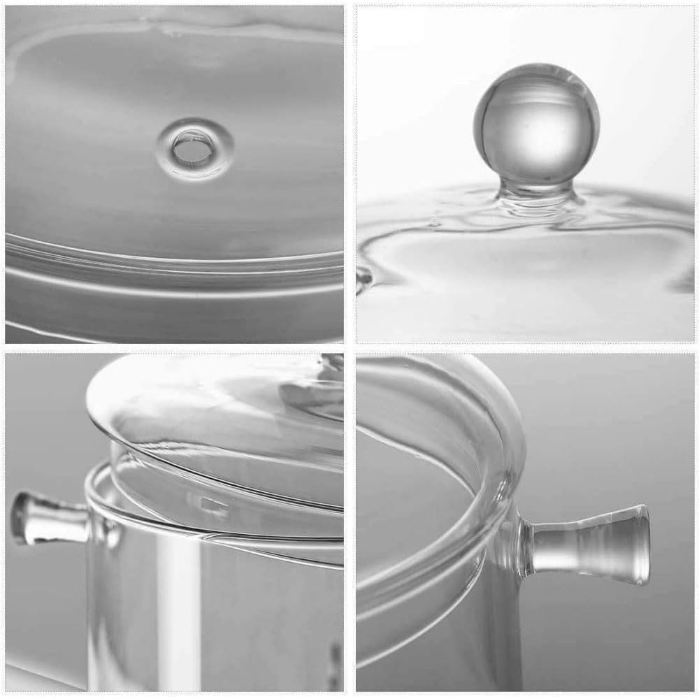 yvsay 1.6L glass saucepan seen with lid off, clear view of contents.