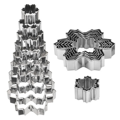 YXChome Snowflake 9-piece cutters for versatile holiday cookies.